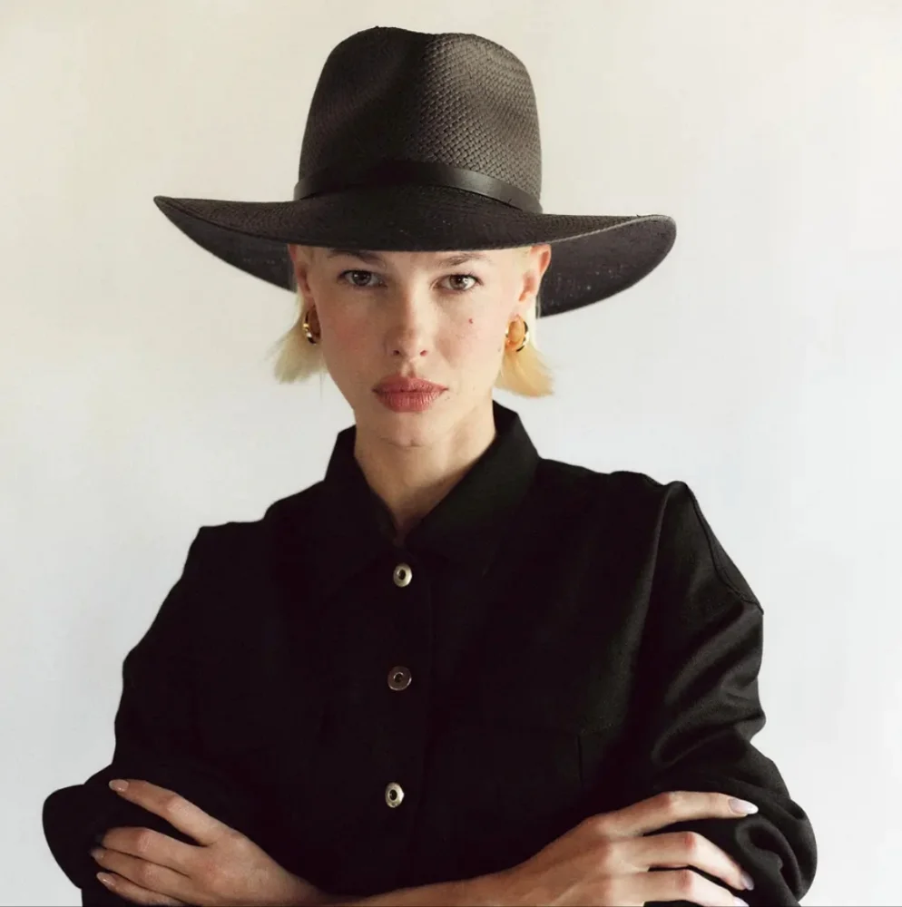 $287 Janessa Leone Sherman Straw Fedora In black XL - Picture 11 of 12